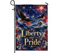 Drapeau de jardin aigle naturel patriotique - Étoiles de montagne - Jour de l'indépendance - Bleu - Double face - Décoratifs d'extérieur pour extérieur, porche, pelouse, patio, terrasse - 30,5 x 45,7