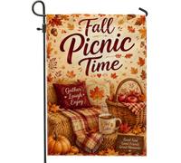 Drapeau de jardin avec feuilles, panier de citrouilles d'automne confortable orange double face en toile de jute pour extérieur, terrasse, pelouse, porche, balcon, 30,5 x 45,7 cm