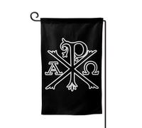 Drapeau de jardin Chi Rho Alpha avec symbole de croix chrétienne, 30 x 45 cm, double face, pour décoration ext