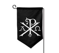 Drapeau de jardin Chi Rho Alpha avec symbole de croix chrétienne, 30 x 45 cm, double face, pour décoration ext