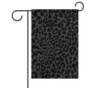 Drapeau de jardin décoratif de bienvenue saisonnier à motif léopard/guépard gris foncé et noir