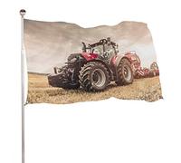 Drapeau de jardin décoratif - Motif tracteur rouge - Pour toutes les saisons - 90 x 150 cm