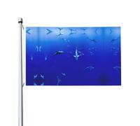 Drapeau de jardin double face motif requin nageant sous la mer, 90 x 150 cm, résistant à la décoloration, pour porche, balcon, pelouse, intérieur et extérieur, mât de drapeau non inclus
