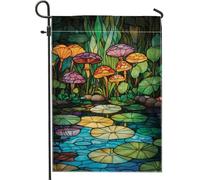 Drapeau de jardin éclatant orné de champignons colorés, bannière décorative automnale, décoration extérieure en tissu double face pour cour et terrasse, art de jardin saisonnier sur le thème de la na