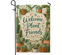 Drapeau de jardin en forme de cactus, arrosoir botanique rustique pour plantes grasses, vert printemps, double face, drapeaux extérieurs décoratifs pour extérieur, pelouse, porche, terrasse, entrée