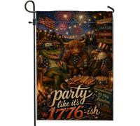 Drapeau de jardin en forme de crocodile, patriotique, festif, vache des Highlands, aigle, jour de l'indépendance, rouge, drapeau décoratif double face en toile de jute pour extérieur, porche, pelouse