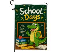 Drapeau de jardin en forme de crocodile, sac à dos éducatif ludique en toile de jute verte double face pour extérieur, porche, pelouse, terrasse, 30,5 x 45,7 cm