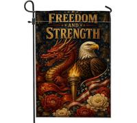 Drapeau de jardin en forme de dragon, torche patriotique traditionnelle d'aigle rouge double face en toile de jute pour extérieur, terrasse, pelouse, porche, entrée, camping, 30,5 x 45,7 cm