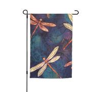 Drapeau de jardin en forme de libellule peinte à la main pour l'extérieur - 30,5 x 45,7 cm - Impression double face - Pour intérieur et extérieur - Bannière pour maison et cour - Toile de fond pour