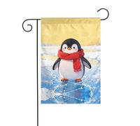 Drapeau de jardin en forme de pingouin - 30,5 x 45,7 cm - Double face - Décoration de jardin en toile de jute résistante aux intempéries - Pour terrasse