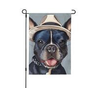 Drapeau de jardin imprimé bouledogue français 31,8 x 45,7 cm, drapeau de décoration extérieure double face pour jardin, terrasse, pelouse, porche, présentation de bienvenue