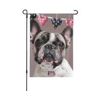 Drapeau de jardin imprimé bouledogue français 71,1 x 101,6 cm, drapeau de décoration extérieure double face pour jardin, terrasse, pelouse, jardin, porche