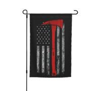 Drapeau de jardin imprimé hache de pompier ligne rouge 30,5 x 45,7 cm, drapeaux double face pour décoration de cour extérieure, toutes saisons