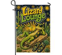 Drapeau de jardin lézard, lunettes de soleil cactus tropicales fantaisie, vert d'été, double face, petit drapeau de jardin, cour, drapeau pour extérieur, porche, pelouse, terrasse, 30,5 x 45,7 cm