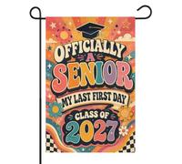 Drapeau de jardin officiel de classe senior 2027, bannière de cour de | Décorations de porche « My Last First Day Back to School » - Décoration d'intérieur et d'extérieur - Cadeau pour lycée