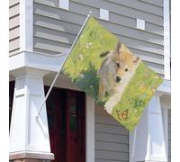 Drapeau de jardin personnalisé de petit loup de 0,9 x 1,5 m pour extérieur avec œillets métalliques, drapeau de bienvenue, protection UV et résistant à la décoloration, bannière d'extérieur pour patio