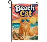 Drapeau de jardin pour chat, lunettes de soleil d'été tropicales en toile de jute orange double face, petit drapeau de jardin pour extérieur, porche, pelouse, terrasse, 30,5 x 45,7 cm