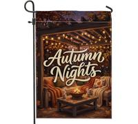 Drapeau de jardin pour foyer, guirlande lumineuse rustique confortable avec feuilles d'automne marron double face en toile de jute pour extérieur, terrasse, pelouse, porche, balcon, 30,5 x 45,7 cm