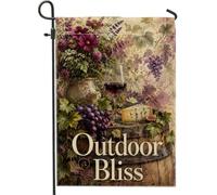 Drapeau de jardin raisin, rustique vintage pour verre à vin, fromage, violet d'été, double face, en toile de jute, drapeaux décoratifs pour extérieur, porche, pelouse, terrasse, 30,5 x 45,7 cm