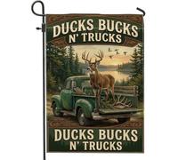 Drapeau de jardin rustique avec citation d'animaux sauvages 30,5 x 45,7 cm | Camion vintage, drapeau de cour, chasse au cerf, forêt rustique, vie à la campagne, art de la faune