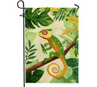 Drapeau de jardin s éclatants, décoration animale vert vif pour l'été, bannière de jardin en tissu double face, art de pelouse extérieur pour une décoration tropicale 30 x 45 cm
