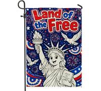 Drapeau de jardin Statue de la Liberté, torche patriotique festive, aigle, jour de l'indépendance, en toile de jute rouge, drapeaux décoratifs double face pour extérieur, terrasse, pelouse, porche