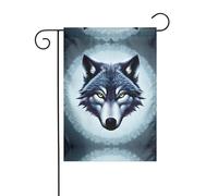 Drapeau de jardin tête de loup féroce 30,5 x 45,7 cm double face pour décoration de jardin extérieure, drapeau de style toile de jute résistante aux intempéries pour terrasse