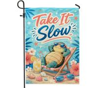 Drapeau de jardin tortue - Lunettes de soleil tropicales d'été - En toile de jute bleue - Double face - Décoration extérieure pour extérieur, terrasse, pelouse, porche, balcon - 30,5 x 45,7 cm