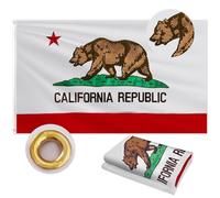 Drapeau de la Californie pour l'extérieur, 0,9 x 1,5 m, tissu Oxford 210D double face, ours et étoile brodés, extrémités de mouches avec 2 œillets en laiton | Drapeau de l'État de Californie