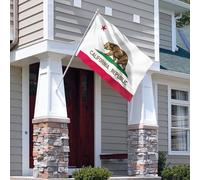 Drapeau de l'État de Californie de 0,9 x 1,5 m - Couleurs vives et résistant à la décoloration - En-tête en toile et double couture - Drapeaux Californiens en polyester avec œillets en laiton 0,9 x