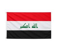 Drapeau de l'Irak 1,5 x 0,9 m avec œillets en laiton - Drapeau irakien en polyester pour matchs de la Coupe du Monde de la FIFA, zones de supporter, affichage de la maison et du jardin