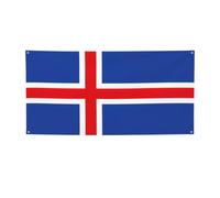 Drapeau de l'Islande avec inscription « Happy Birthday » - Bannière photo - Toile de fond - Décorations à thème