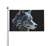 Drapeau de loup 3D - 0,9 x 1,5 m - Drapeau de jardin double face - Drapeau de bienvenue - Bannière décorative pour cour, porche, pelouse
