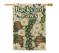 Drapeau de maison chrysanthème, printemps nature baril papillon vert printemps double face toile de jute décorative extérieur porche drapeaux pour extérieur, terrasse, pelouse, entrée, camping 71,1 x