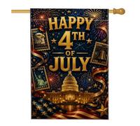 Drapeau de maison d'aigle, statue patriotique festive de feux d'artifice de la liberté, jour de l'indépendance, rouge, double face en toile de jute pour extérieur, pelouse, cour, patio, entrée 71,1 x