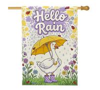 Drapeau de maison de canard - Parapluie ludique printanier - Fleurs jaunes - Double face en toile de jute - Drapeaux décoratifs pour extérieur, cour, pelouse, terrasse, porte, entrée - 71,1 x 101,6 cm