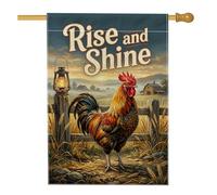 Drapeau de maison de coq, lanterne rustique pour clôture d'automne marron chaud double face en toile de jute pour porche, extérieur, terrasse, pelouse, entrée, camping, 71,1 x 101,6 cm