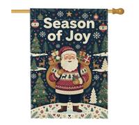 Drapeau de maison de Noël avec citation du Père Noël Saison de joie 71 x | Sapins festifs, drapeau de pelouse, boîtes cadeaux décoratives, flocons de neige d'hiver, affichage extérieur de cour