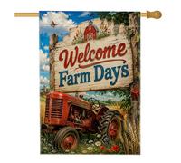 Drapeau de maison de tracteur, ferme rustique grange papillon d'été rouge double face en toile de jute décorative pour extérieur, pelouse, cour, patio, entrée 71,1 x 101,6 cm
