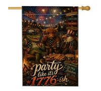 Drapeau de maison en crocodile, patriotique, festif, vache des Highlands, aigle, jour de l'indépendance, en toile de jute rouge, double face, décoration extérieure pour porche, extérieur, terrasse