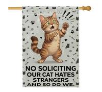 Drapeau de maison pour chat, texte humoristique et ludique, empreintes de pattes, texte sans gris, double face, en toile de jute pour porche, extérieur, terrasse, pelouse, entrée, camping 71,1 x 101,6
