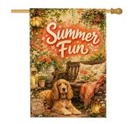 Drapeau de maison pour chien, lanterne à fleurs fantaisistes d'été orange chaud double face en toile de jute pour extérieur, cour, pelouse, terrasse, porte, entrée, 71,1 x 101,6 cm