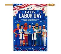 Drapeau de maison pour la fête du travail, outils festifs patriotiques pour la fête du travail, bleu double face, en toile de jute décorative pour extérieur, cour, pelouse, terrasse, porte, entrée