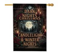Drapeau de maison TV vintage pour Noël, 71 x 101 cm | Écran de télévision vintage, drapeau de pelouse, bougies pilier lumineuses, accents de fleurs de poinsettia