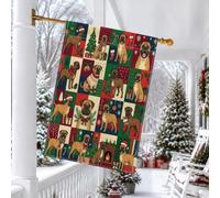 Drapeau de Noël Bullmastiffs pour maison de chien, 71,1 x 101,6 cm pour l'extérieur, joli drapeau vertical festif standard en lin, drapeau de Noël pour la maison, la cour et la cour