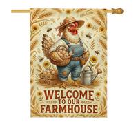 Drapeau de poulailler rustique, œufs de tournesol d'été marron double face en toile de jute décorative pour extérieur, terrasse, cour, pelouse, entrée, balcon, 71,1 x 101,6 cm