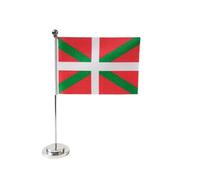 Drapeau de table Drapeau de bureau 21 x 14 cm Mât et socle en acier Drapeaux de table pour salles de réunion (Pays Basque)