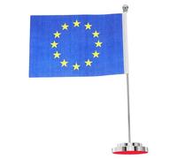 Drapeau de Table Ue avec Support et Base Stable, Décoration Bureau | Polyester, Design Élégant, Usage Maison pour Fêtes et Espace de Travail, Format Mini pour Présentation