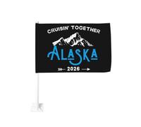Drapeau de voiture « Croisière en Alaska 2026 » - Créez des souvenirs ensemble - Drapeau double face 30 x 45 c