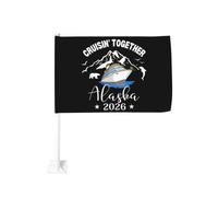 Drapeau de voiture « Croisière en Alaska 2026 » - Créez des souvenirs ensemble - Drapeau double face 30 x 45 c